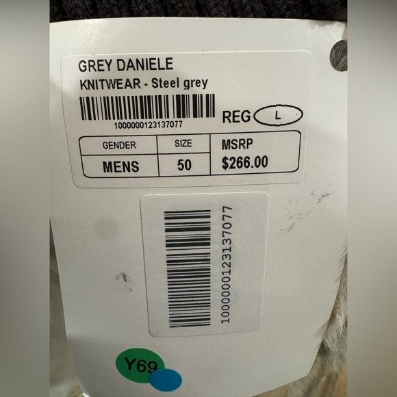 DANIELE ALESSANDRINI ITALIA Grey Sweater. Mens. Large size. NWT - Picture 7 of 7